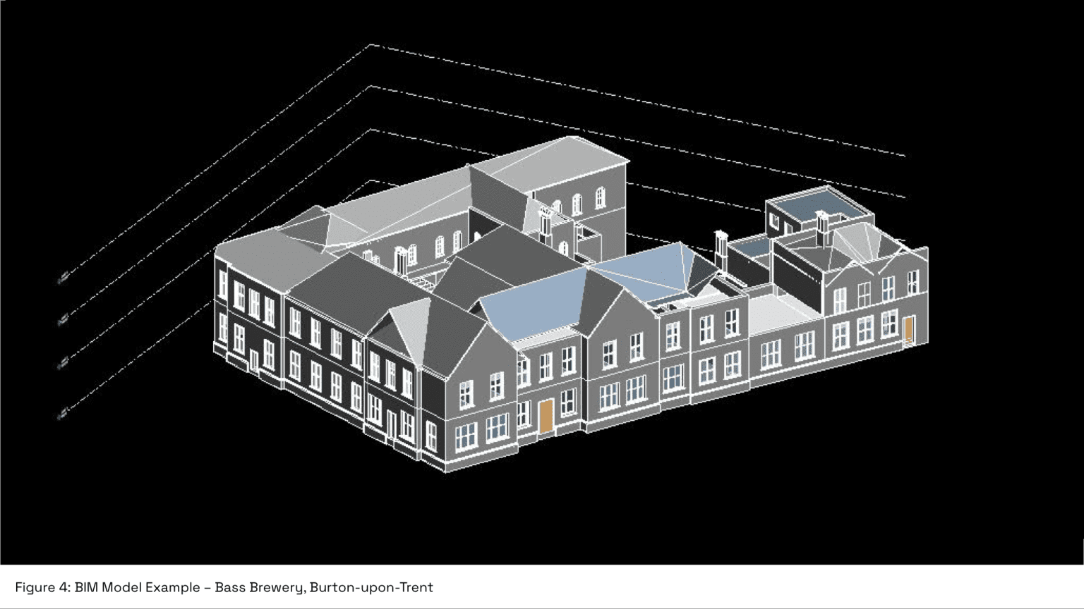 Example BIM model of Bass Brewery generated from LiDAR survey data for Scan-to-BIM.