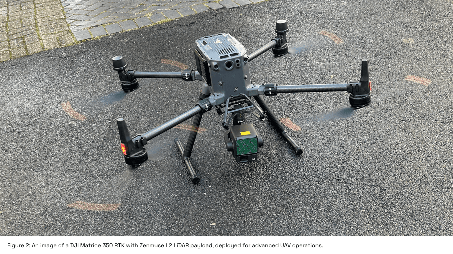 Commercial drone in flight during a surveying mission, illustrating advanced detect-and-avoid safety features for BVLOS Operations.