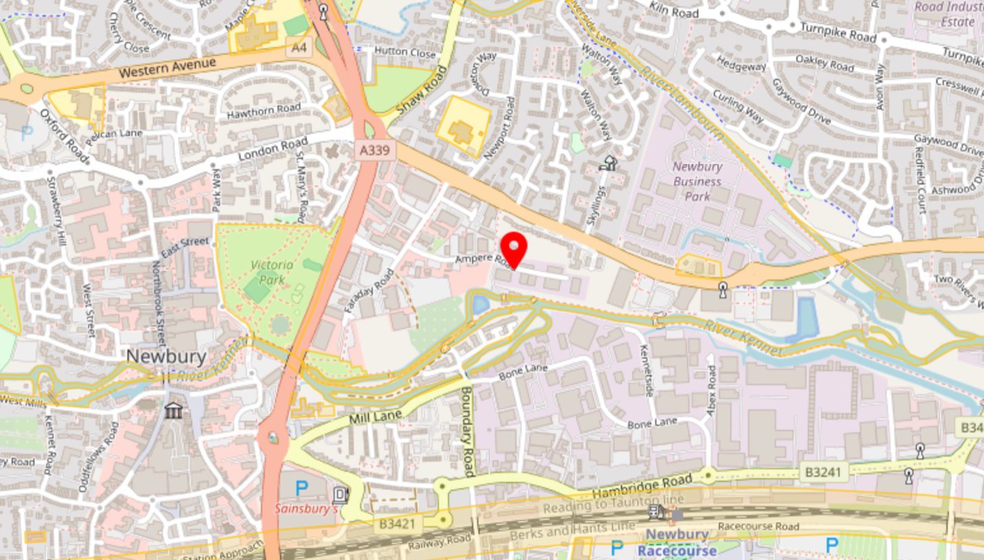 Aerial imagery of industrial units for pre-acquisition assessment in Newbury UK