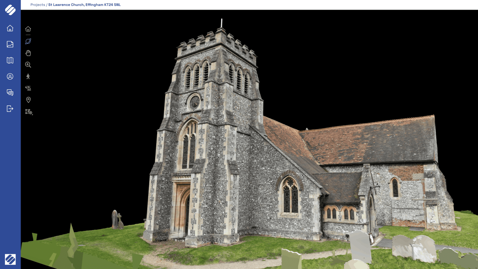 Interactive 3D digital twin model viewed in the Survey Air portal.