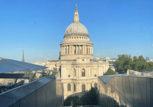 Cinematic Still of St Paul’s Cathedral, London Cinematic aerial drone shot of St Paul’s Cathedral in London captured with high-stability gimbal for professional media production.